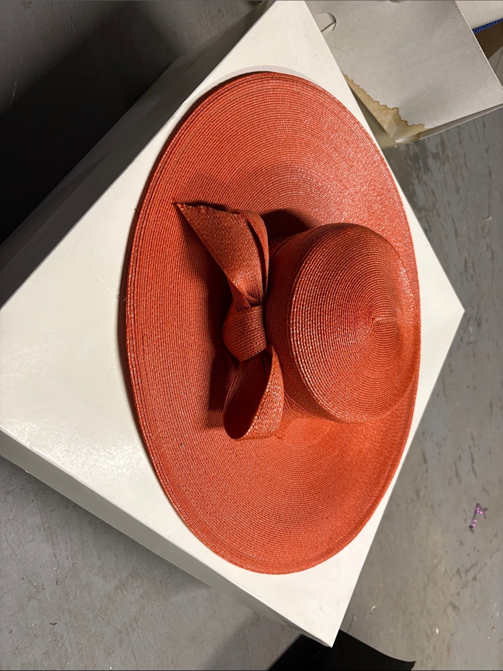 Wide Brim Frank Olive Hat in Vibrant Orange - Picture 2 of 3